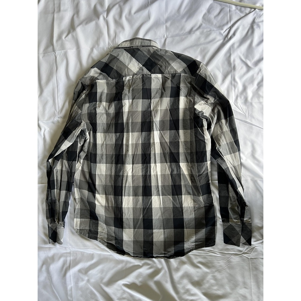 7 Diamonds Shirt Mens XL Black Gray White‎ Plaid Button Down Embroidered Pockets - Picture 5 of 15